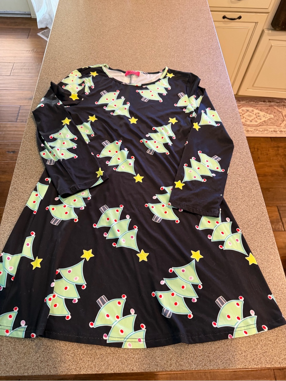 Black Christmas Tree Print Women's dress Festive